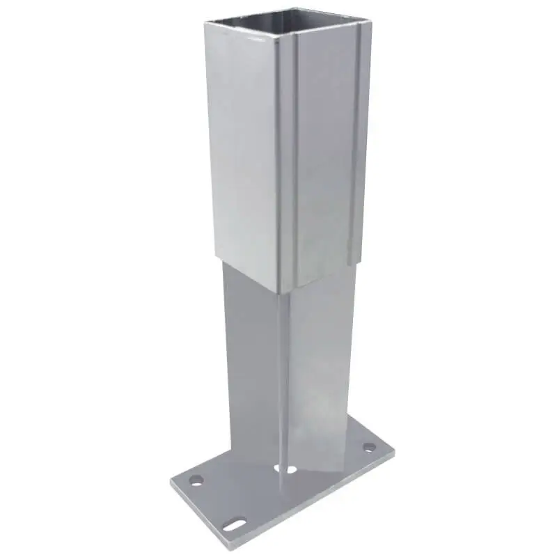 Seizoensaanbieding Paalhouder met voet zilver gepoedercoat tbv aluminium tuinpaal 68 x 68 mm