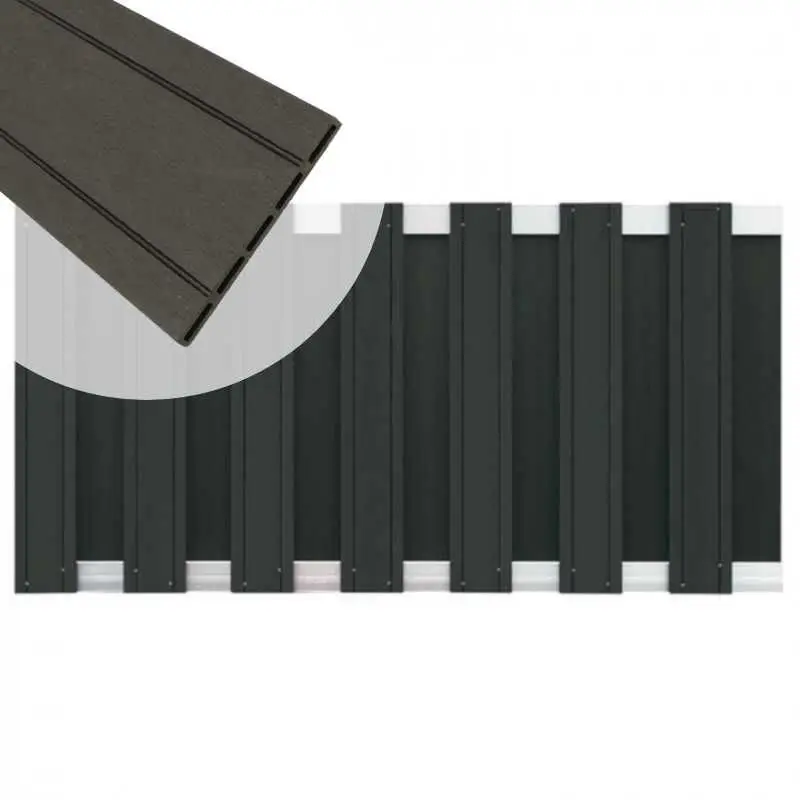 Bestseller Tuinhek composiet Stijl antraciet met blank aluminium frame (180 x 93 cm)