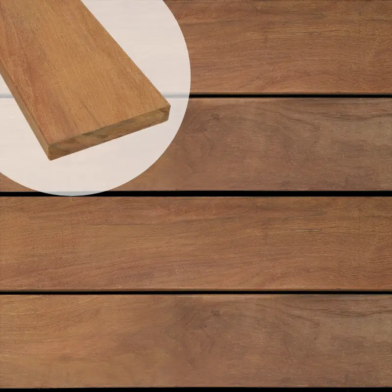Op = Op Vlonderplank hardhout Ipé 2,5 x 14,0 cm (3,65 mtr) geschaafd