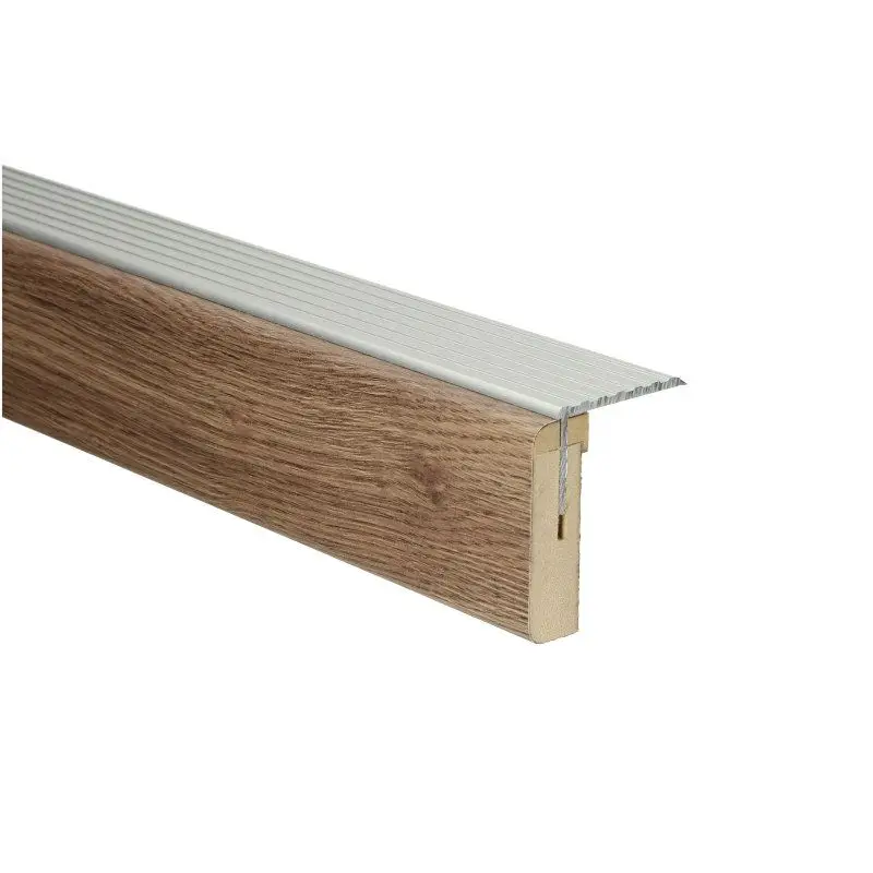 Veilige Betaling Uitloopprofiel Zilver - Borl盲nge Bruin Eik - 121 x 6,3 cm