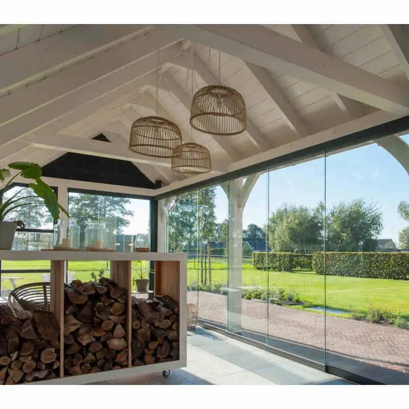 Glazen schuifwand links schuivend - Hoog 2270 mm - Breed max. 2230 mm - RAL 9005 Koop Vandaag