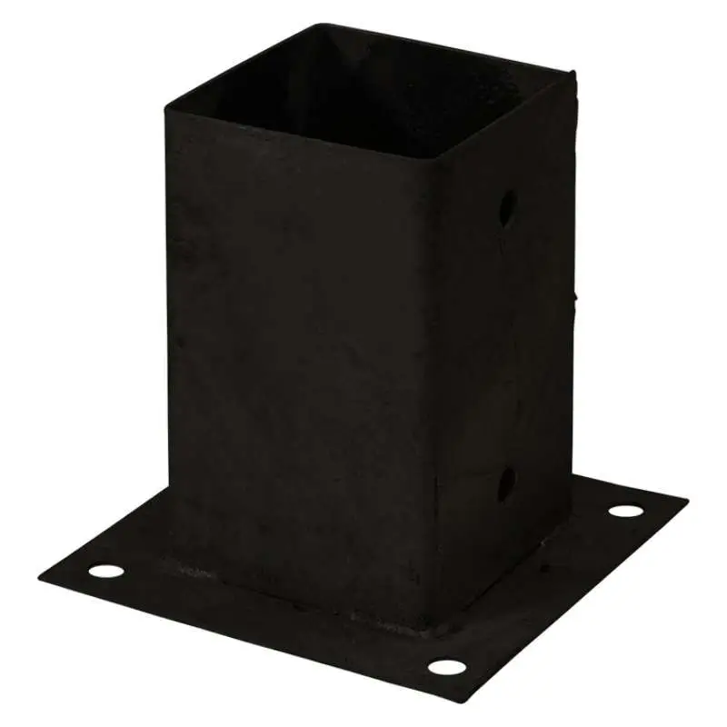 Paalhouder met voet zwart tbv tuinpaal van 9 x 9 cm -15 x 15 cm Snelle Levering