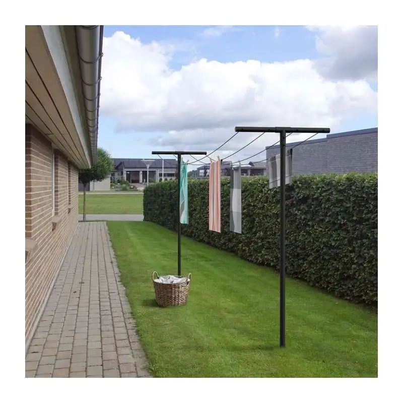 Droogrek verzinkt staal - incl. waslijn gepoedercoat zwart 450 x 80 x 235 cm Favoriet