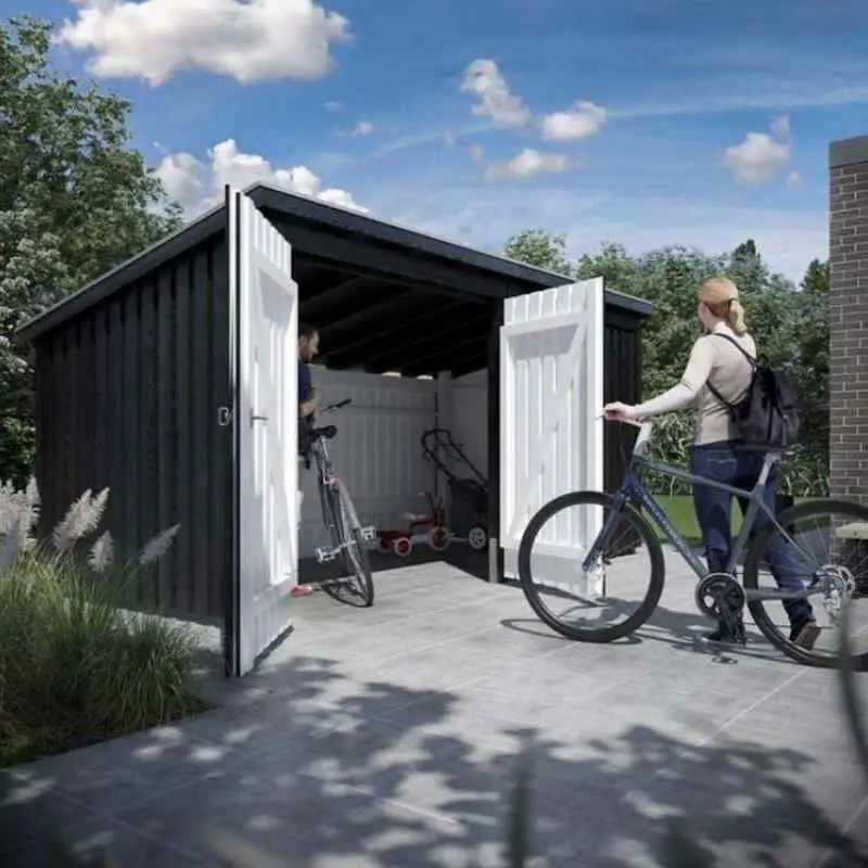 Goedkoop Multi tuinhuis dubbele deur/dicht 9,5 m2 onbehandeld 218 x 432 x 220 cm - Type A