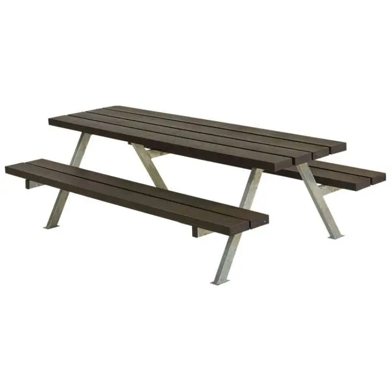Nu Kopen Kinderpicknicktafel gerecycled plastic zwart | Alpha 118 x 177 x 57 cm