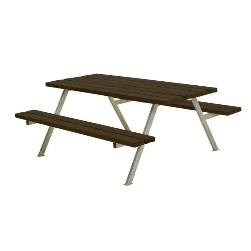Beste Prijs Picknicktafel vuren gegrond zwart - Alpha 161 x 177 x 73 cm