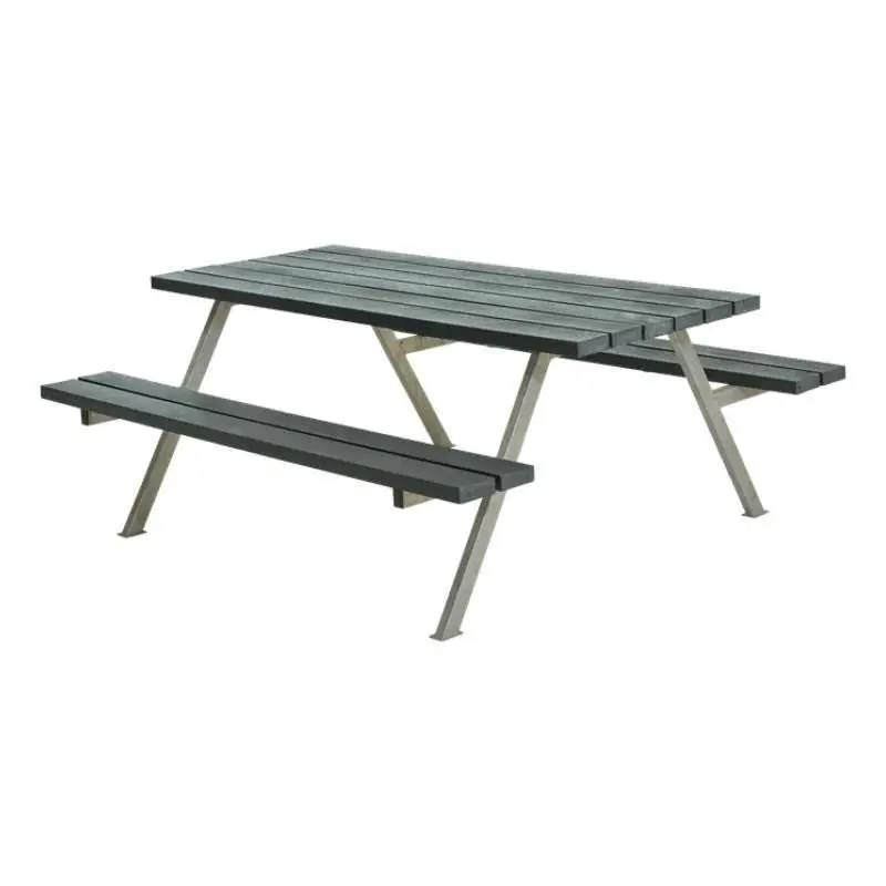 Picknicktafel gerecycled kunststof grijs - Alpha 161 x 177 x 73 cm Koop Online