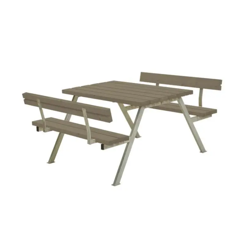 Meest Verkocht Picknicktafel vuren gegrond grijsbruin - Alpha 2 rugleuning 185 x 118 x 76 cm