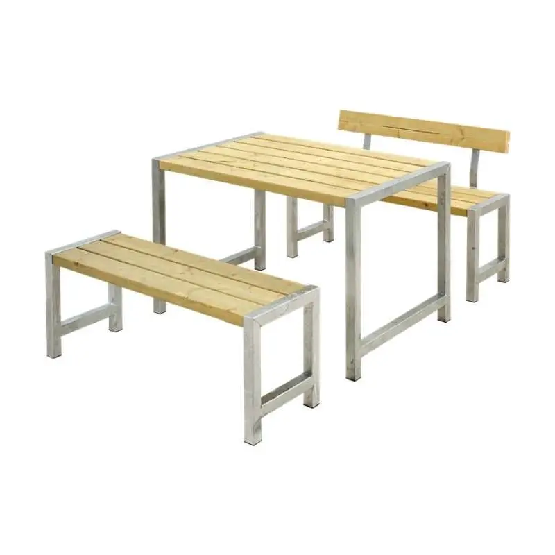 Betaalbaar Tuinset vuren Café - Hout & Staal geïmpregneerd 1 rugleuning - 185 x 127 x 75 cm