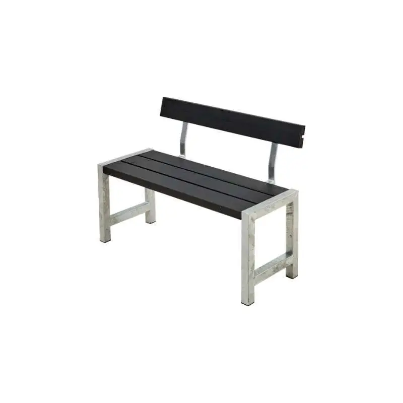 Bestel Nu Tuinbank vuren Café - Hout & Staal gegrond zwart met rugleuning - 50 x 127 x 75 cm