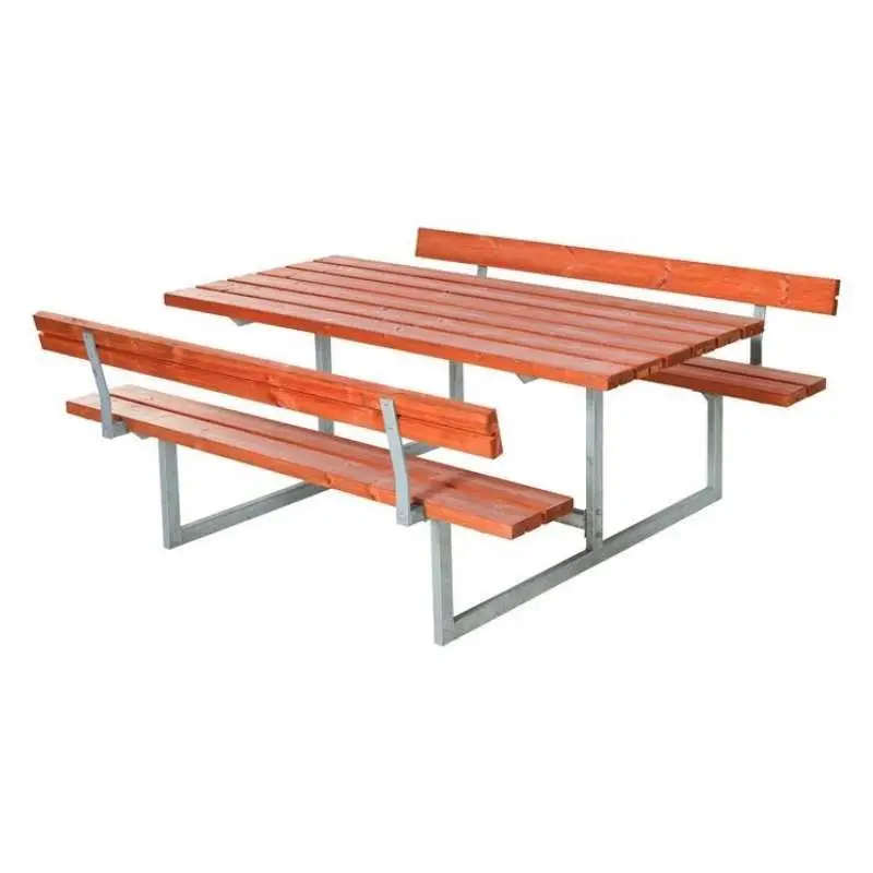 Picknicktafel vuren geimpregneerd - Basic - gegrond teak 2 rugleuningen - 184 x 177 x 75 cm Gratis Retour