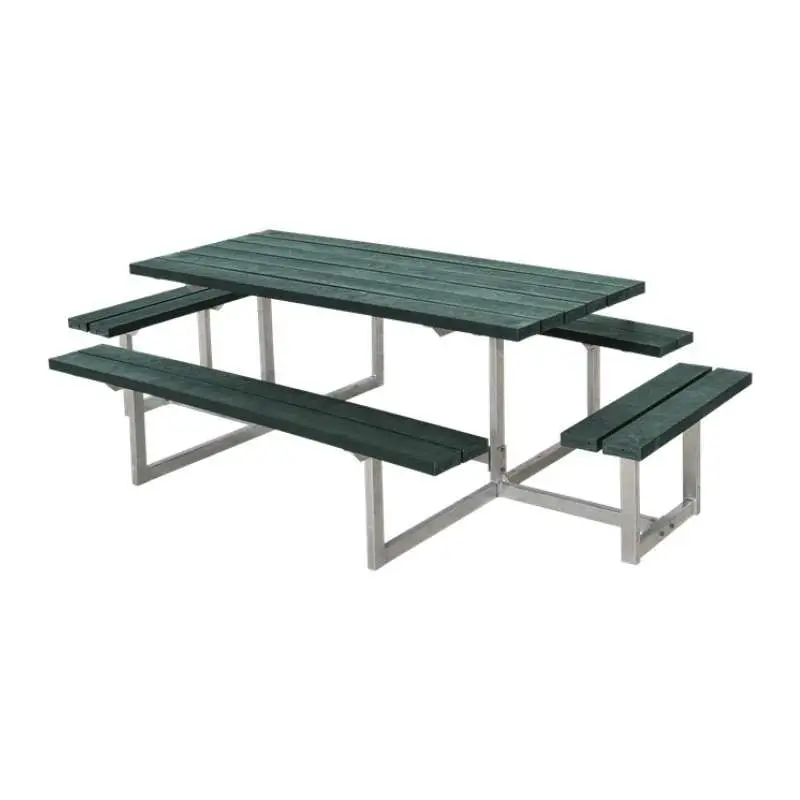 Korting Picknicktafel gerecycled kunststof - Basic - groen 4 banken - 260 x 160 x 73 cm