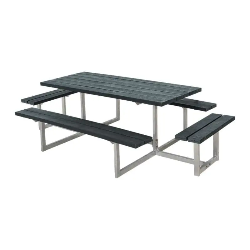 Exclusieve Aanbieding Picknicktafel gerecycled kunststof - Basic - grijs 4 banken - 160 x 260 x 73 cm
