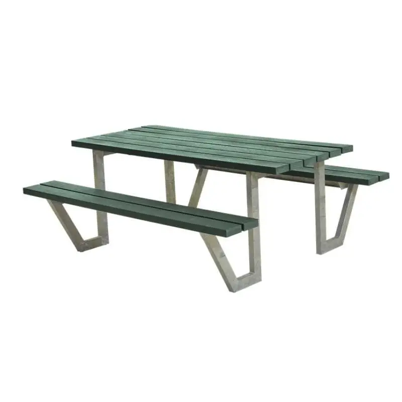 Express Levering Picknicktafel gerecycled kunststof groen - Wega 161 x 177 x 73 cm