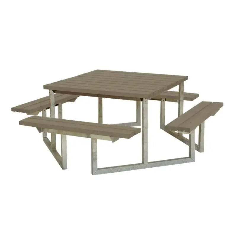 Nu Kopen Picknicktafel vuren geimpregneerd - Twist vierkant gegrond grijsbruin 204 x 204 x 73 cm