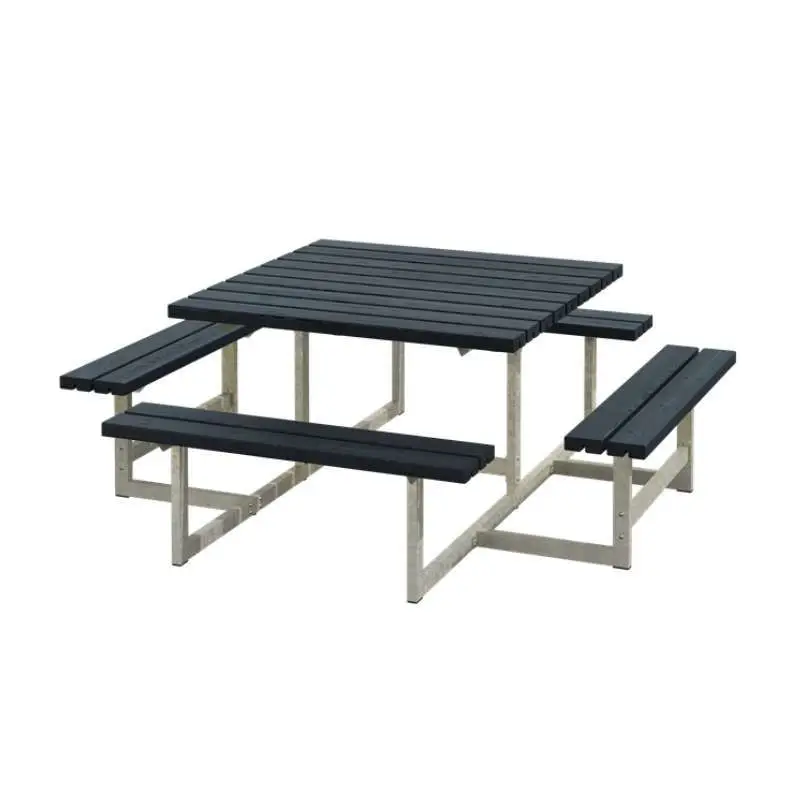 Picknicktafel vuren - Picknick vierkant gegrond zwart 200 x 200 x 73 cm Rechtstreeks Van De Fabrikant