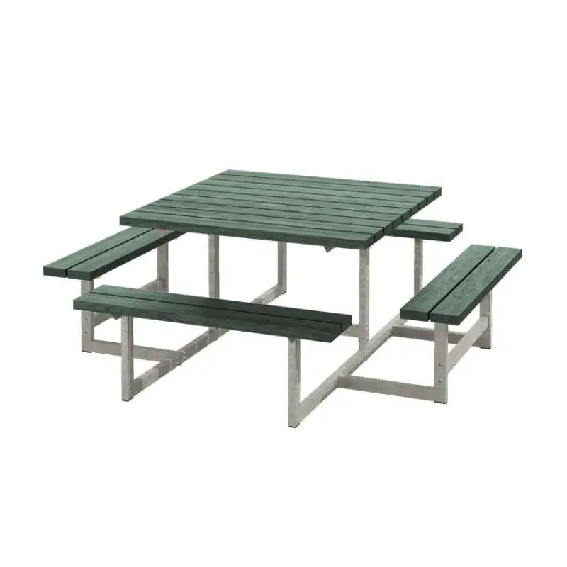 Picknicktafel gerecycled kunststof groen - Picknick vierkant 200 x 200 x 73 cm Op = Op