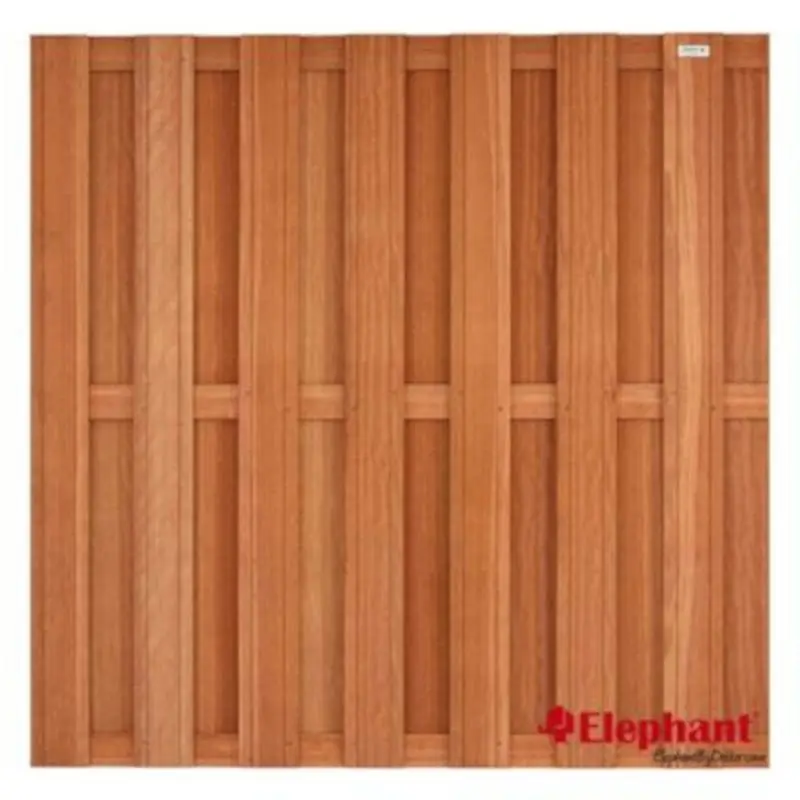 Dagaanbieding Schutting FSC hardhout kempas recht 14L rvs (180 x 180 cm) v-groef schermdikte 4,5 cm