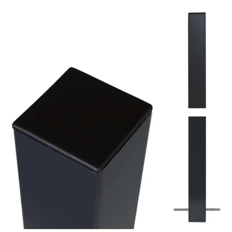 Lage Prijs Paal staal zonder voet zwart-grijs - 8 x 8 x 236 cm