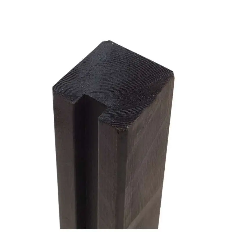 Begin of eindpaal rabatsysteem vuren - 9 x 9 cm zwart (188 cm) geschaafd Laatste Kans