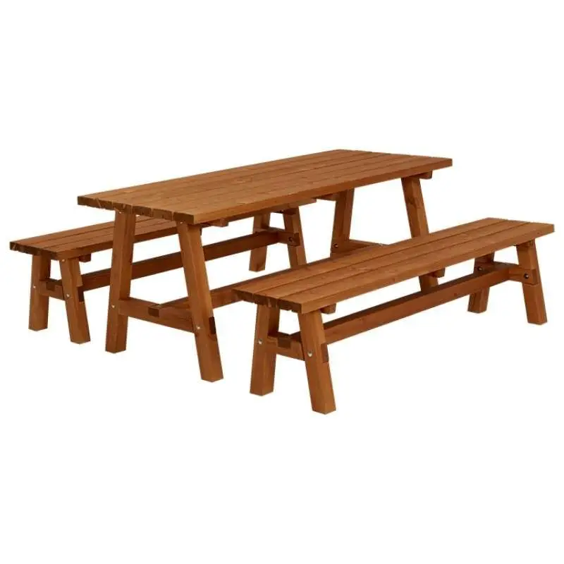Tijdelijk Beschikbaar Picknicktafel vuren - Country - gegrond teak - 181 x 177 x 76 cm