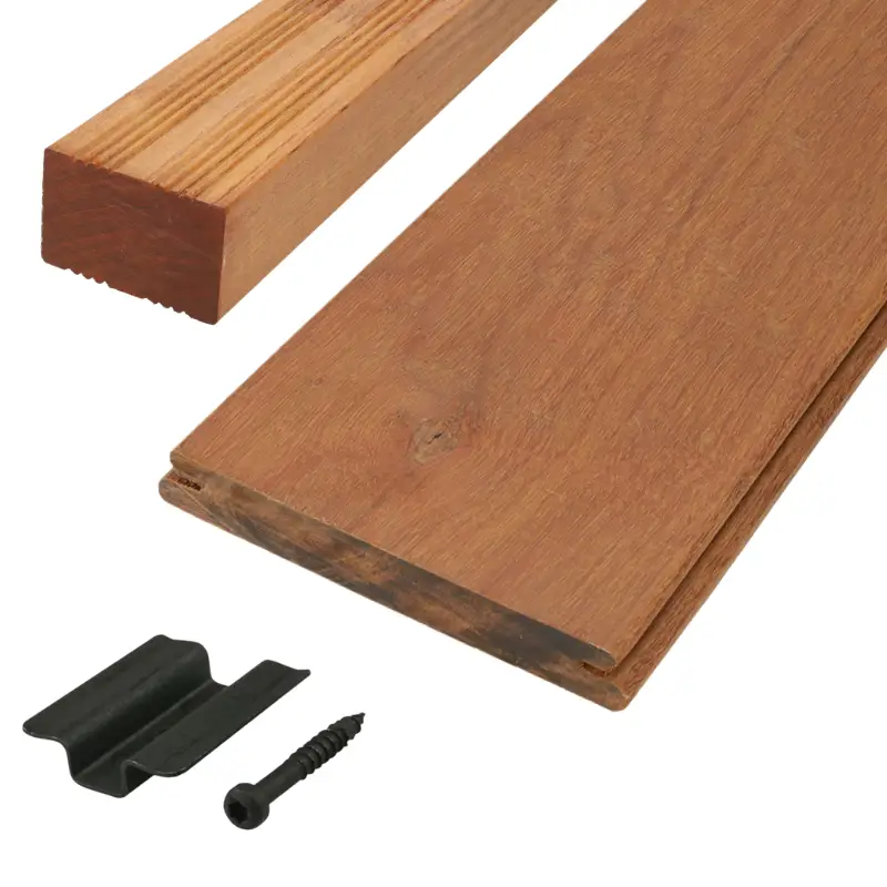 Vlonderplank totaalpakket hardhout Ipé 2,1 x 14,5 cm (2,15 mtr) geschaafd voor B-fix clips Superprijs