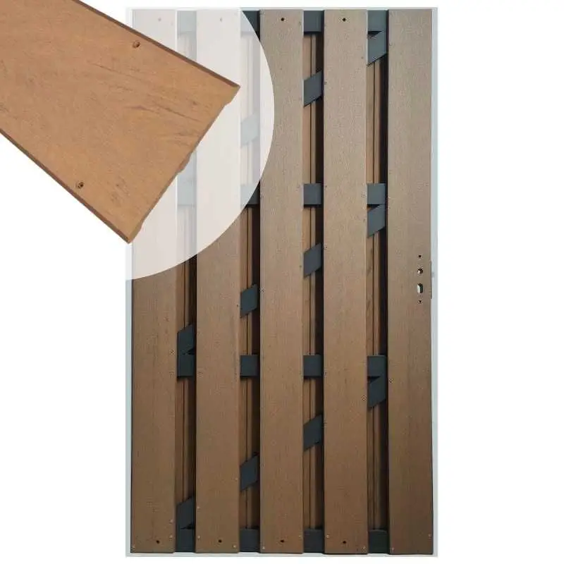 Bestseller Tuindeur composiet Bari bruin gevlamd met antra alu frame incl. beslag (100 x 180 cm)