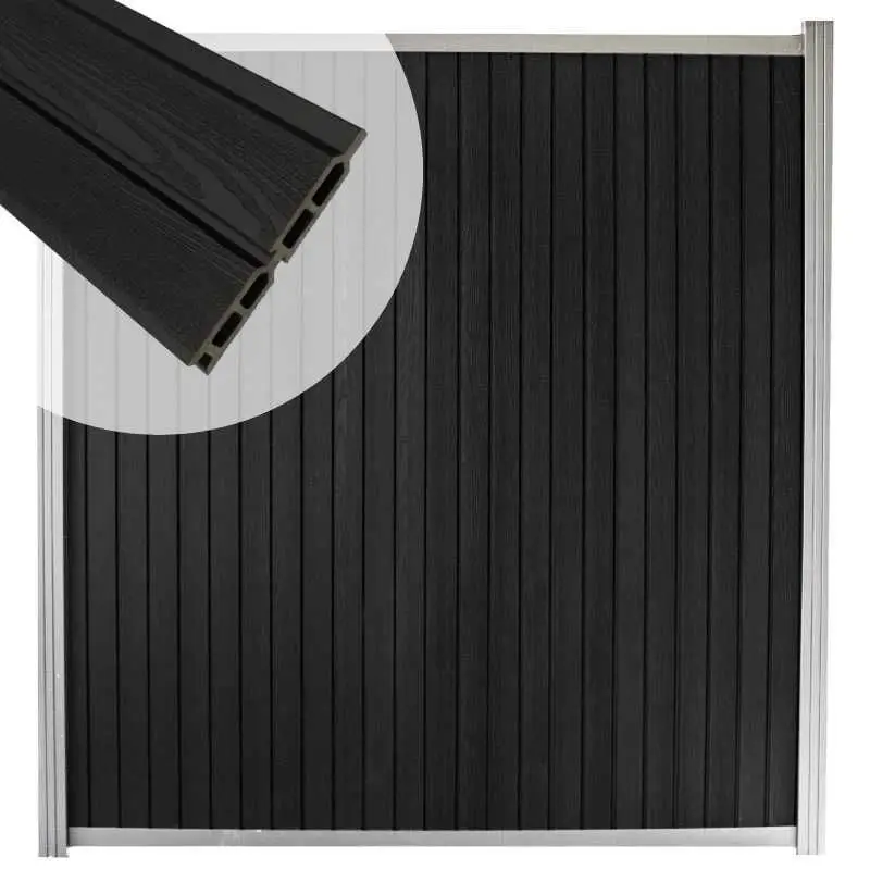 Beperkt Aanbod Zelfbouw schutting verticaal Modular Rhombus Nero blank alu accessoires (170x180 cm)