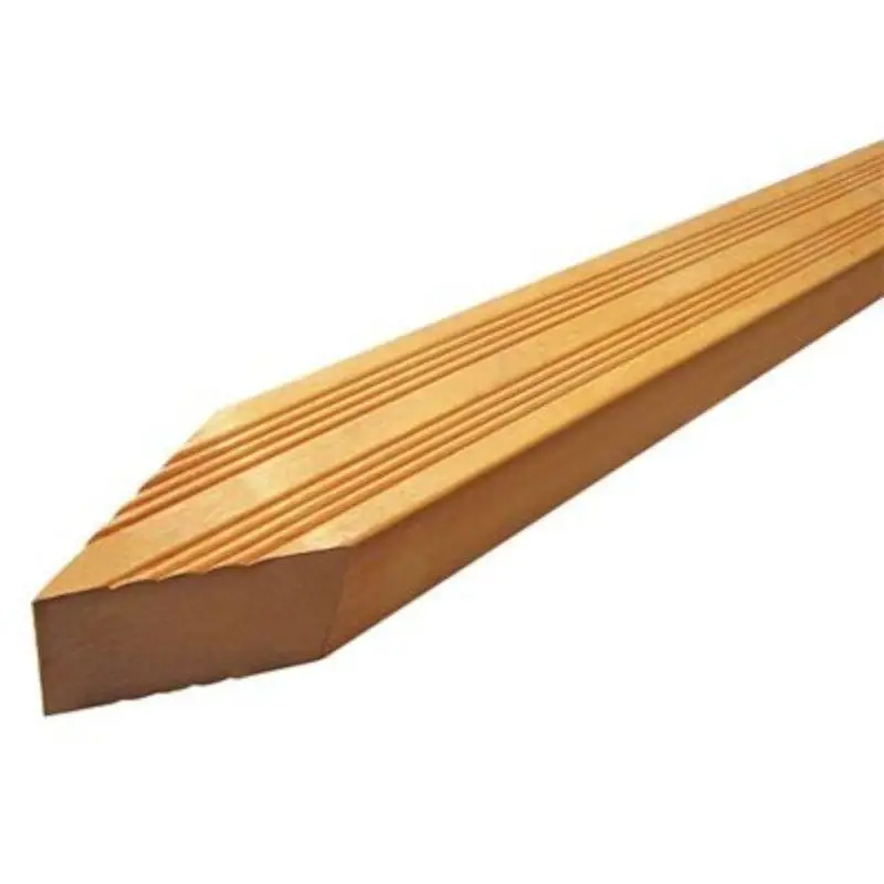 Paal hardhout Almendrillo geolied 7 x 7 cm 2 zijdig semi-ribbel gepunt geschaafd (275cm) Seizoensaanbieding