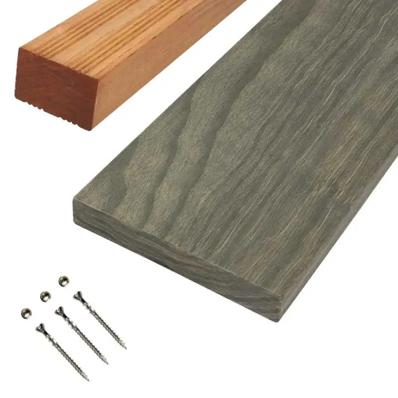 Exclusieve Aanbieding Vlonderplank totaalpakket hardhout Accoya gray 2,1 x 14,5 cm (4,80 mtr) vlak