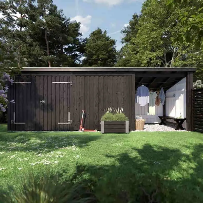 Multi tuinhuis dubbele deur/dicht/open 14 m2 onbehandeld 218 x 635 x 220 cm Exclusieve Aanbieding