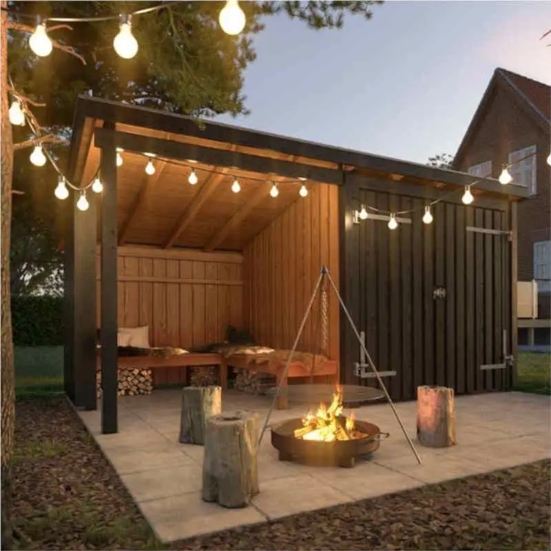 Overdekt huis met u-hoekbank en schuur 9,5 m2 incl dakleer alu strips - 432 x 218 x 169/220 cm - Type B Must-Have