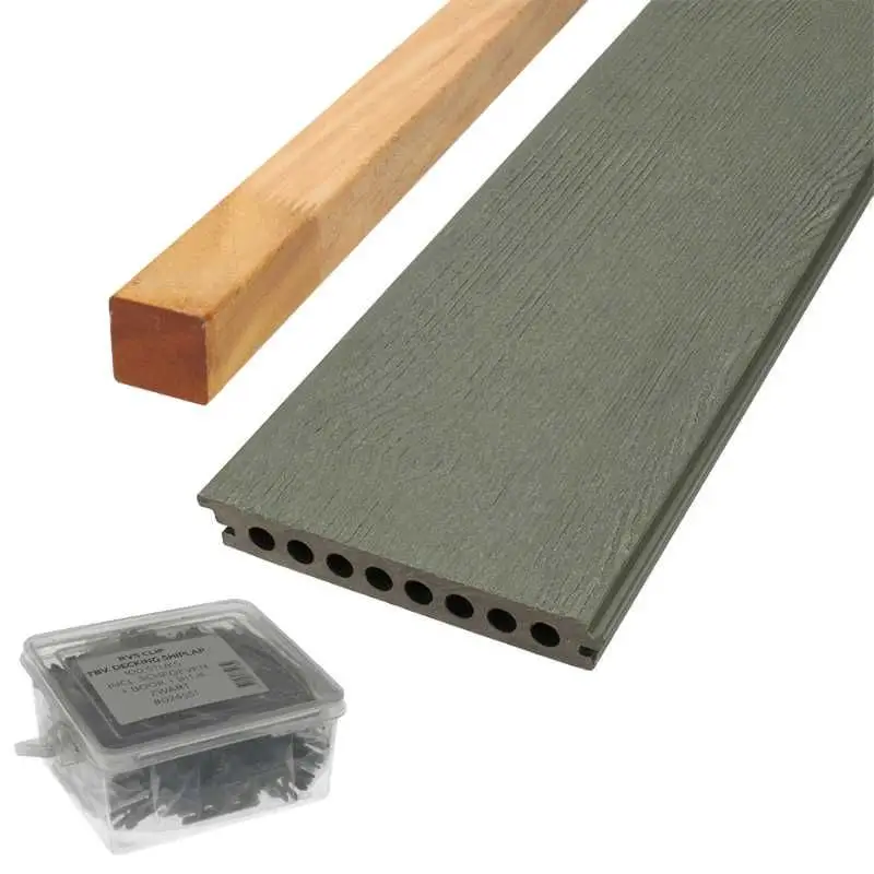 Actieprijs Vlonder totaalpakket composiet semi massief co-extrusie 2,1x14 cm Pure Jade (4 mtr) houtnerf