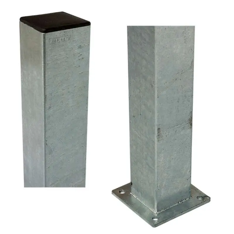 Direct Verzonden Paal staal met voet gegalvaniseerd 4,5 x 4,5 cm