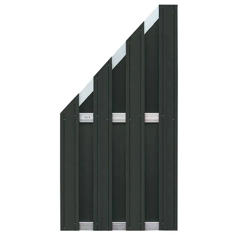 Schutting composiet schuin Design antraciet met blank aluminium frame (90 x 180/93 cm) Hete Deal