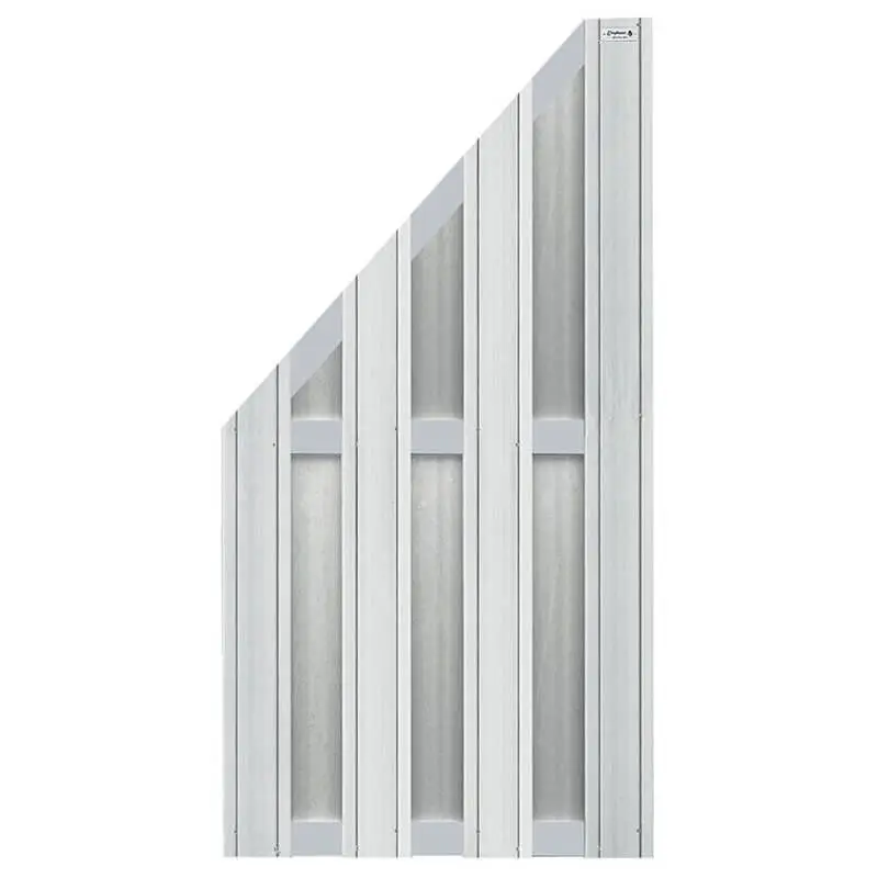 Tijdelijk Beschikbaar Schutting composiet schuin Design grijs met grijs aluminium frame (90 x 180/93 cm)