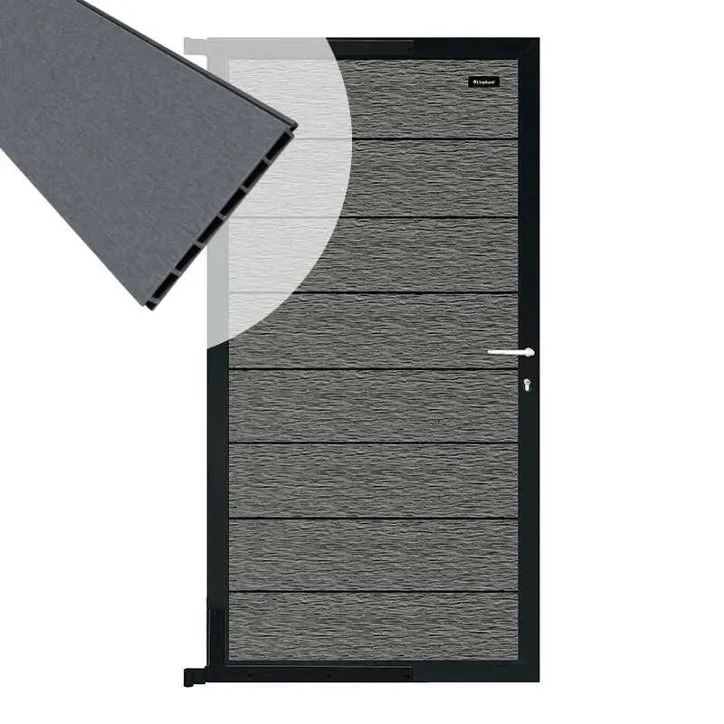 Beperkte Voorraad Tuindeur composiet Modular co-ex rock grey met antraciet alu frame compleet (90 x 180 cm)