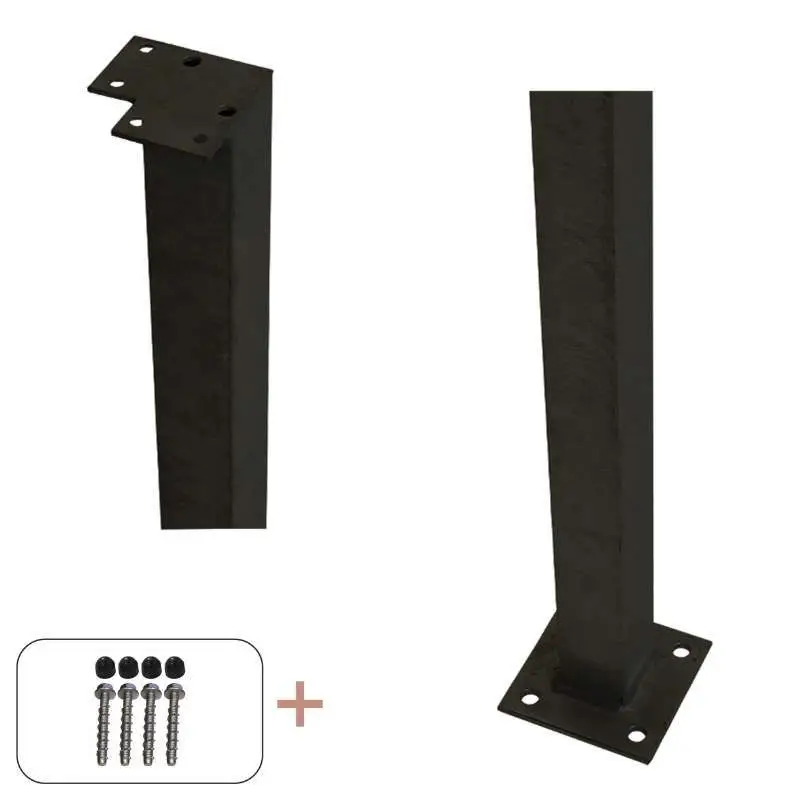 Flitsaanbieding Hoekpaal staal met voet zwart incl. schroeven - 4,5 x 4,5 x 103,3 cm