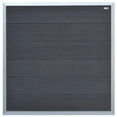 Dagaanbieding Schutting composiet Forte antraciet met blank aluminium kader (180 x 180 cm)