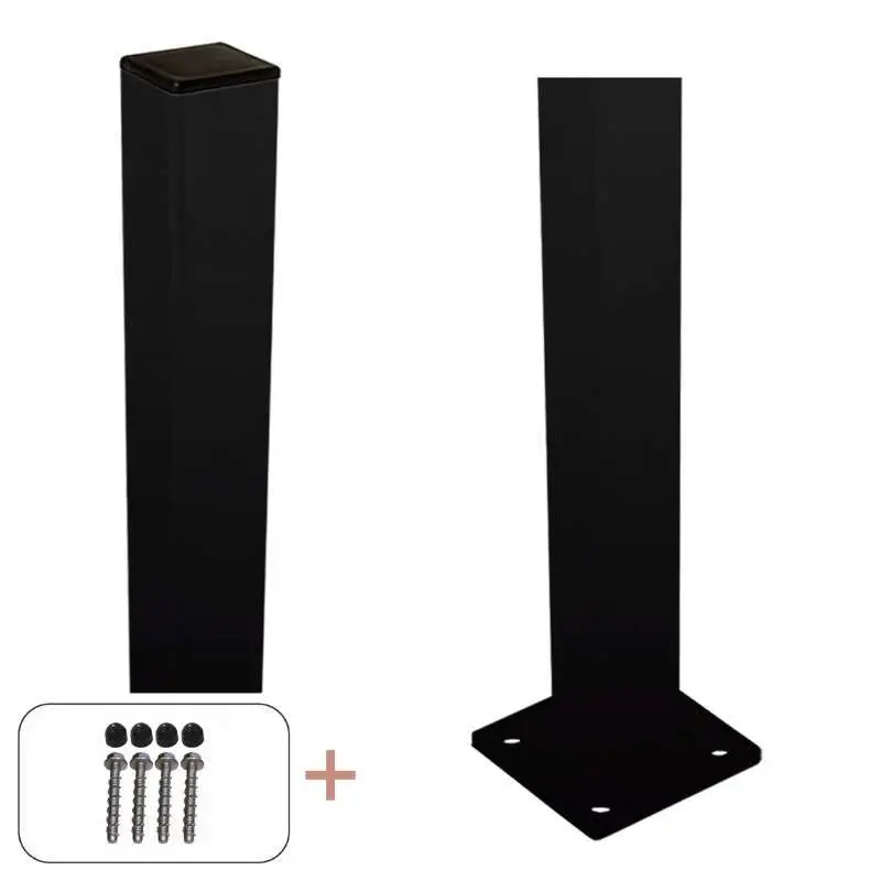 Favoriet Paal staal met voet zwart incl. schroeven - 4,5 x 4,5 x 96 cm