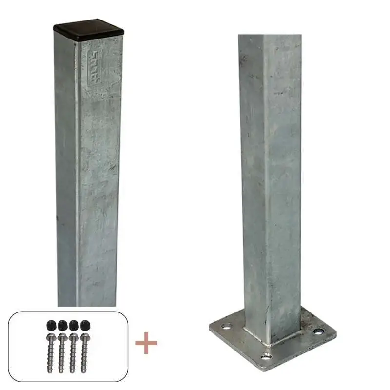Paal staal met voet gegalvaniseerd incl. schroeven - 4,5 x 4,5 x 96 cm Op = Op