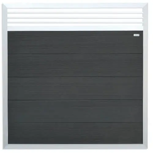 Schutting composiet Forte antraciet met blank aluminium kader met trellis (180 x 180 cm) Must-Have