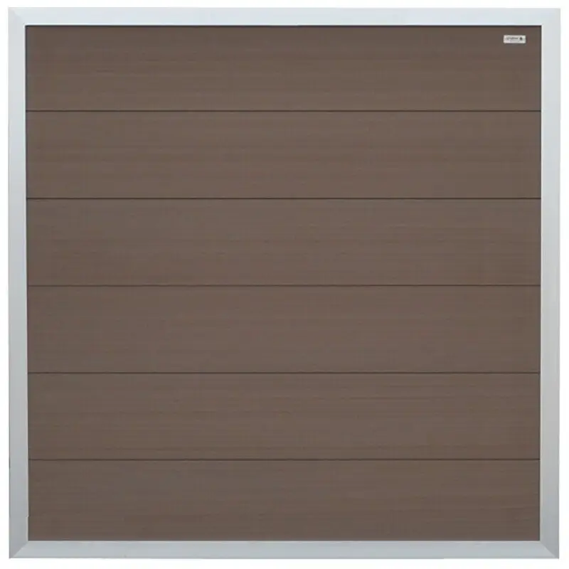 Schutting composiet Forte bruin met blank aluminium kader (180 x 180 cm) Gereduceerde Prijs