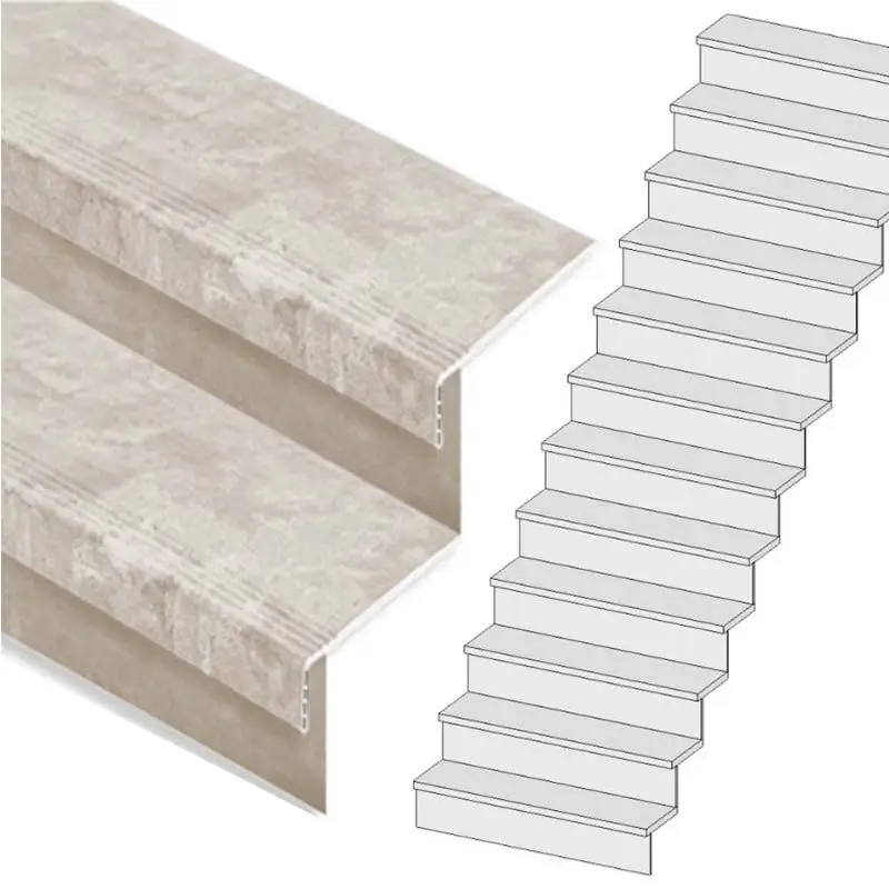 Traprenovatie set - rechte trap - 15 treden SPC toplaag Beton Taupe incl. stootborden Premium