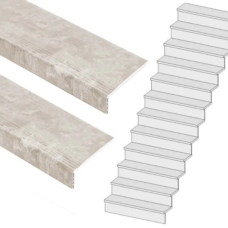 Traprenovatie set - rechte trap - 16 treden SPC toplaag Beton Taupe Direct Beschikbaar
