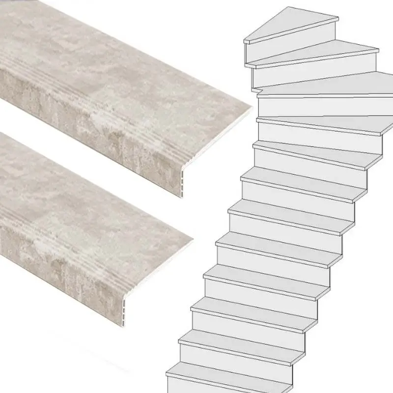 Flitsaanbieding Traprenovatie set - 1 kwart draai - 16 treden SPC toplaag Beton Taupe
