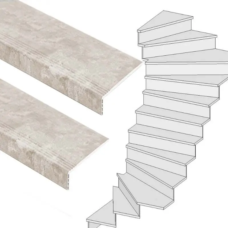 Beperkt Aanbod Traprenovatie set - 2 kwart draai - 12 treden SPC toplaag Beton Taupe