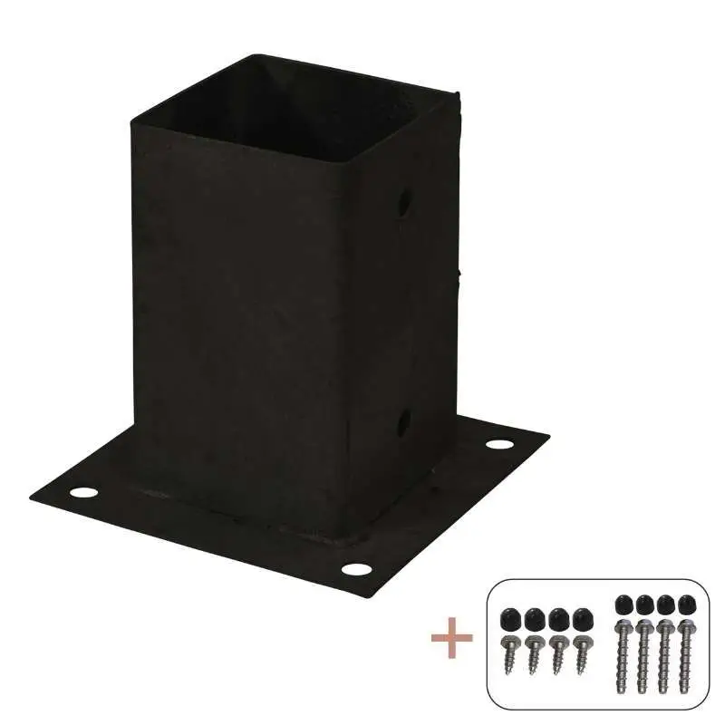 Beperkt Aanbod Paalhouder met voet zwart incl. schroeven tbv tuinpaal van 9 x 9 cm -15 x 15 cm
