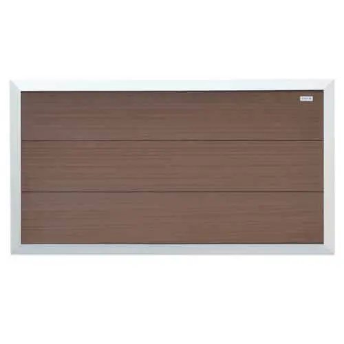 Hete Deal Schutting composiet laag Forte bruin met blank aluminium kader (180 x 93 cm)