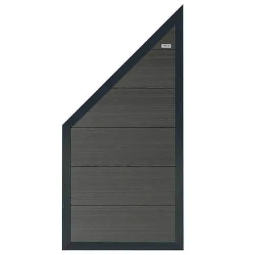 Schutting composiet schuin Forte antraciet met antraciet aluminium kader (90 x 180/93 cm) Superprijs